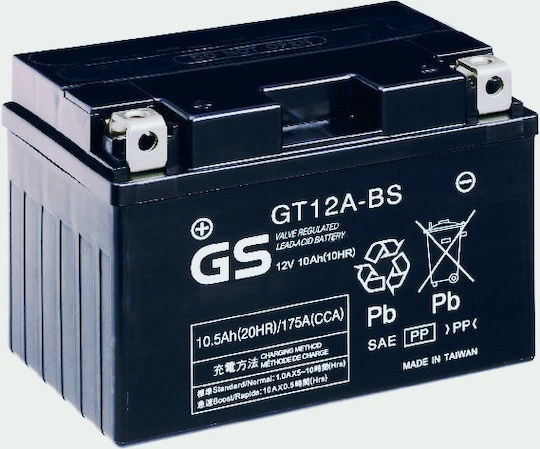 GS Μπαταρία Μοτοσυκλέτας GT12A-BS/YTX12A-BS με Χωρητικότητα 10Ah