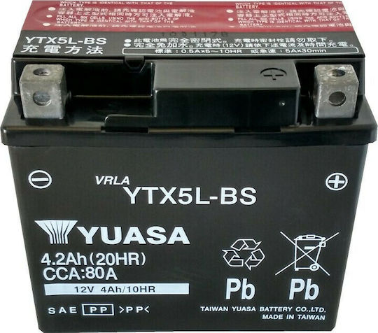 Yuasa Baterie Motocicleta YTX5L-BS 80A cu Capacitatea 4.2Ah