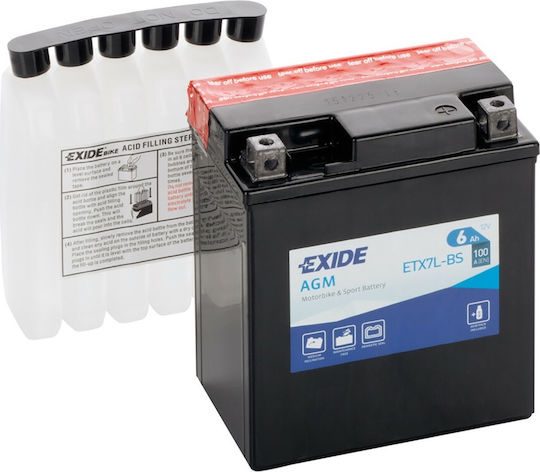 Exide Μπαταρία Μοτοσυκλέτας ETX7L-BS με Χωρητικότητα 6Ah