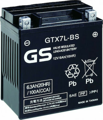 GS Μπαταρία Μοτοσυκλέτας GTX7L-BS / YTX7L-BS με Χωρητικότητα 6Ah