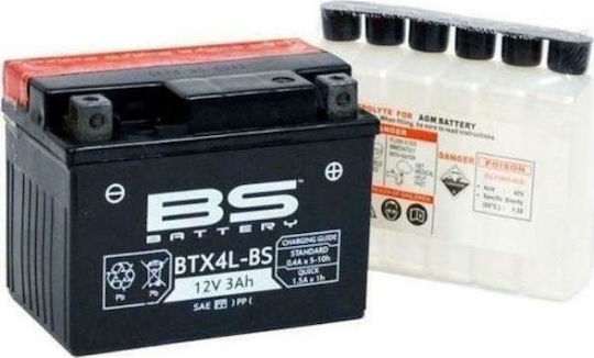 BS Maintenance Free Inchis Baterie Motocicleta YTX4L-BS cu Capacitatea 4.2Ah