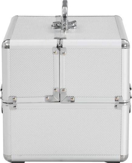 vidaXL Metallic Cosmetic Case White H21xW22xD30cm