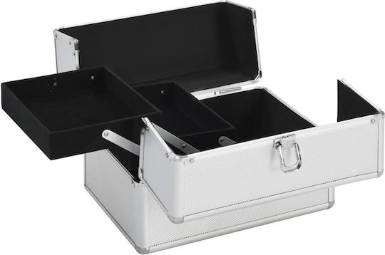 vidaXL Metallic Cosmetic Case White H21xW22xD30cm