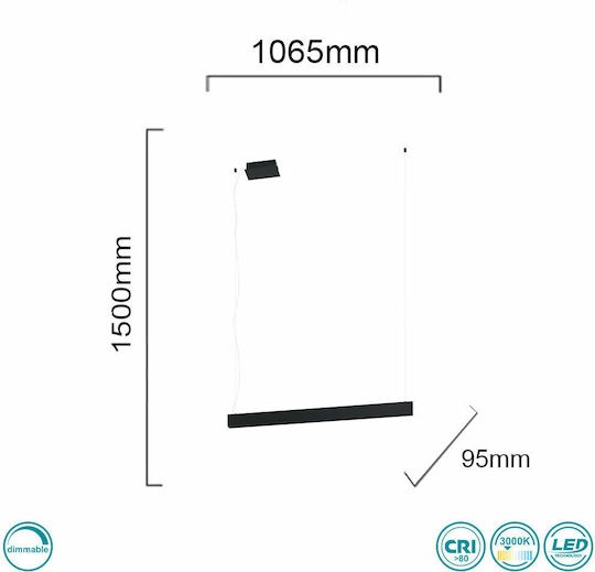 Eglo Termini Commercial Linear LED Ceiling Light 37W Warm White IP20 Dimmable L106.5xD106.5cm