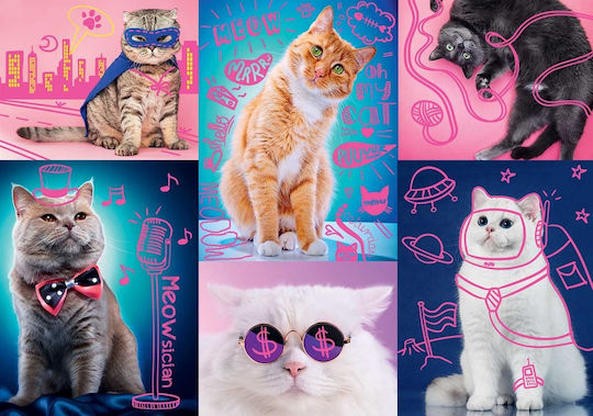 Puzzle Neon Color Super Cats 2D 1000 Piese
