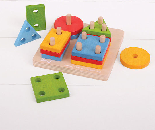 Big Jigs Παιχνίδι Ταξινόμησης Σχημάτων First Four Shape Sorter από Ξύλο για 12+ Μηνών