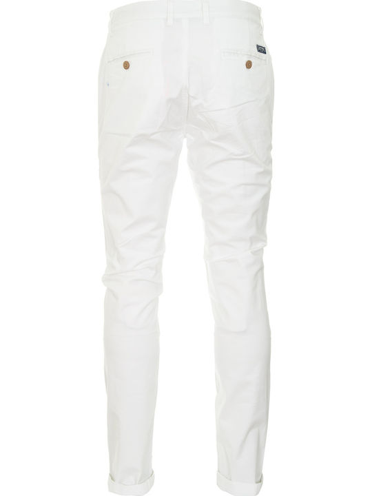 Pantaloni Bărbați Chino Elastic Slim Fit Alb