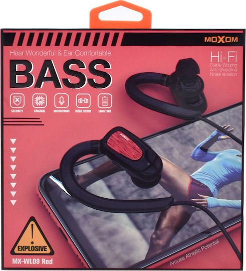 Moxom MX-WL09 In-ear Bluetooth Handsfree Ακουστικά Κόκκινα