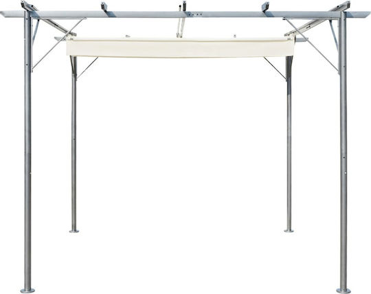 Pergolă De Grădină Din Metal Cu Tavan Alb 300x300x225cm
