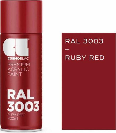 Cosmos Lac Σπρέι Βαφής Premium Acrylic με Μεταλλικό Εφέ Ruby Red RAL 3003 400ml