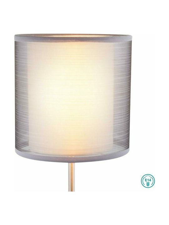 Globo Lighting Metal Table Lamp for Socket E14 with Gray Shade and Silver Base