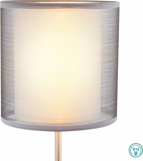 Globo Lighting Metal Table Lamp for Socket E14 with Gray Shade and Silver Base
