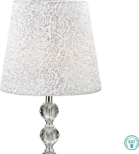 Ideal Lux Kristall Tischlampe für Fassung E27 mit Schirm und Silber Basis