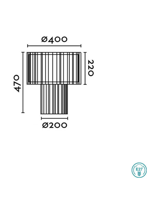 Faro Barcelona Μεταλλικό Πορτατίφ για Ντουί E27 με Μαύρο Καπέλο και Βάση