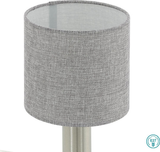 Eglo Concessa Metal Table Lamp for Socket E27 with Gray Shade and Silver Base