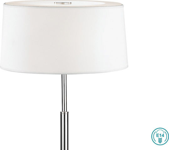 Ideal Lux Metall Tischlampe für Fassung E14 mit Weiß Schirm und Silber Basis