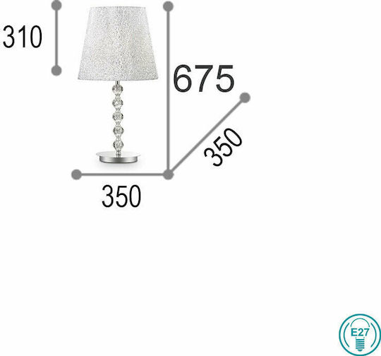 Ideal Lux Crystal Table Lamp for Socket E27 with Shade and Silver Base