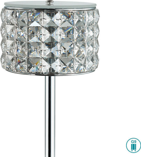 Ideal Lux Κρυστάλλινο Πορτατίφ για Ντουί G9 με Διάφανο Καπέλο και Ασημί Βάση