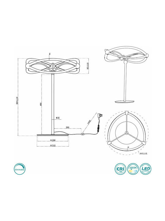 Trio Lighting Charivari Μεταλλικό Πορτατίφ LED με Χάλκινη Βάση