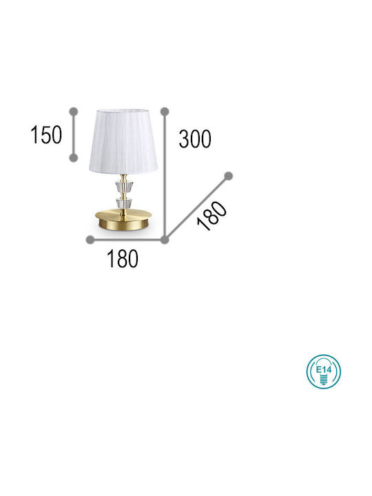 Ideal Lux Pegaso TL1 Μεταλλικό Πορτατίφ για Ντουί E14 με Λευκό Καπέλο και Χρυσή Βάση