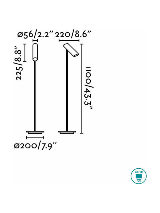 Faro Barcelona Link Floor Lamp H110xW22cm. with Socket for Bulb GU10 White