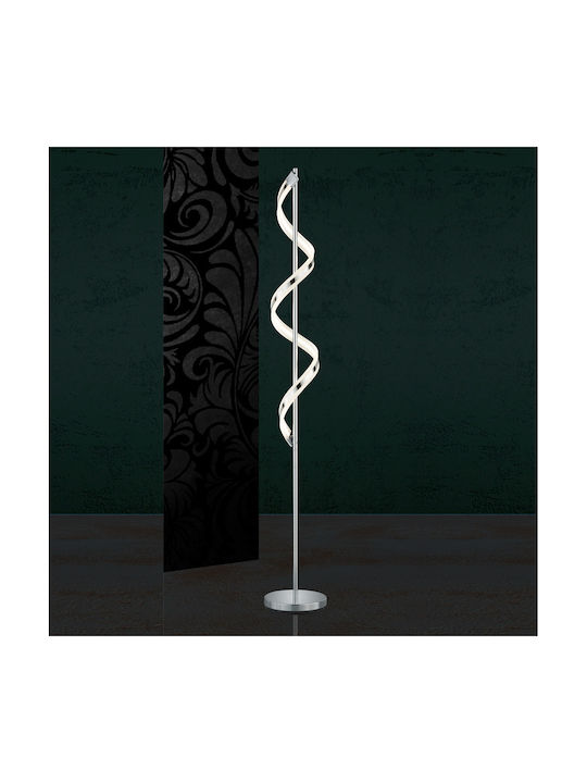 Trio Lighting Sydney LED Floor Lamp H162xW25cm. with Warm White Light Silver