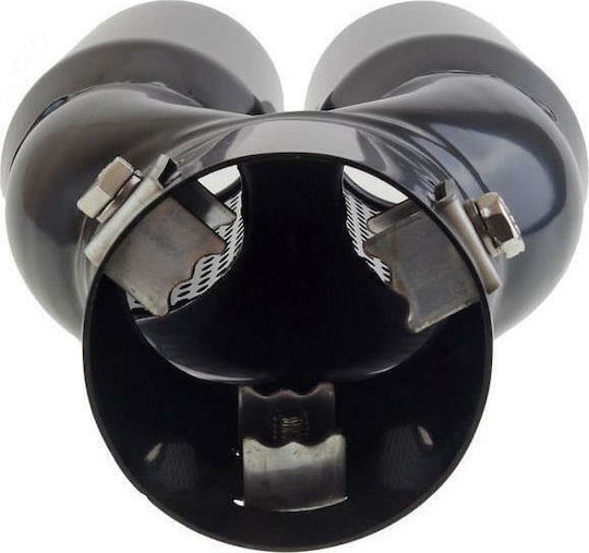AMiO Μπούκα Εξάτμισης Διπλή Glossy Βlack Universal
