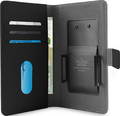 Puro Ecoleather Universal Smart Wallet Buchhülle bis 6" Schwarz UNIWALLET3-BLKXXL