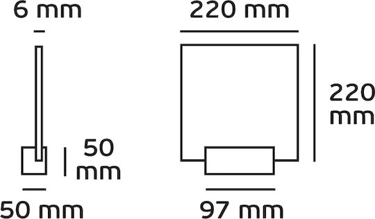 VK Lighting Lamp Wall LED Transparent 22x22cm
