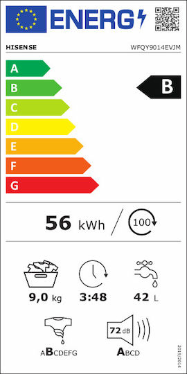 Hisense Πλυντήριο Ρούχων 9kg με Τεχνολογία Ατμού 1400 Στροφών Inverter Motor WFQY9014EVJM