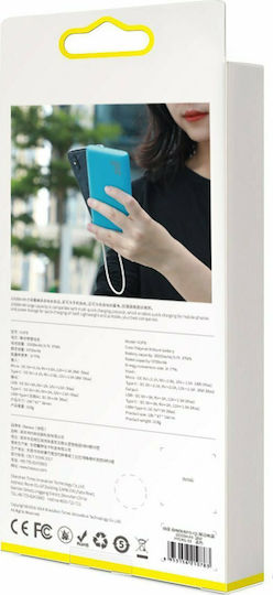 Baseus Bipow Power Bank 10000mAh 18W cu 3 Porturi USB-A și Port USB-C Încărcare rapidă 3.0 Albastru