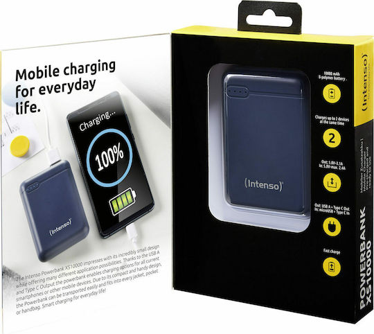 Intenso XS Power Bank 10000mAh με Θύρα USB-A και Θύρα USB-C Μπλε