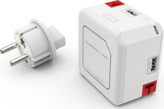 Allocacoc PowerUSB Hub 5000mAh με 4 Θύρες USB-A Λευκό