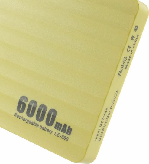 Leouw LE-360 Power Bank 6000mAh с 2 USB-A порта Жълт