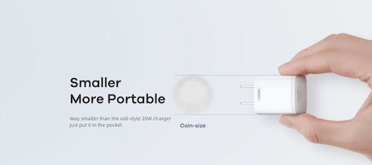 Remax Charger Without Cable with USB-C Port Power Delivery Whites (RP-U75)