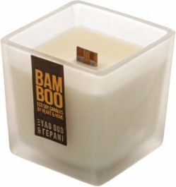 Heart & Home Aromatic Soy Candle Bamboo Jar with Oud Wood - Geranium Perfume 210gr