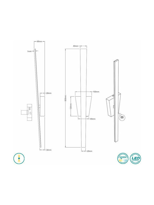 Trio Lighting Zita Modern Lamp Wall with Integrated LED and Warm White Light Black 10x60x60cm