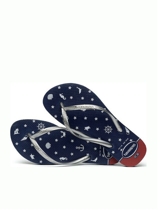 Slim Nautical Women's Flip Flops Silver