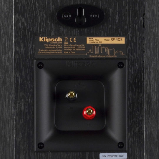Klipsch RP-402S RP-402S Ζεύγος Ηχείων Hi-Fi Βιβλιοθήκης 75W 2 Δρόμων Π26.1xΒ16.5xΥ30.1εκ. Μαύρο