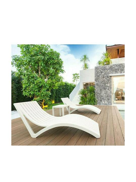 Liegestuhl Kunststoff Schlank White 180x70x72cm.