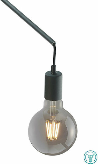 Trio Lighting Line Vintage Lamp Wall Socket with Socket E27 and Switch Black 150x5cm