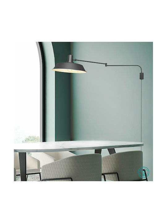Trio Lighting Bolder Винтидж Осветително тяло За стена С щепсел с фасунга E27 и ключ Черен 35.5x29см.