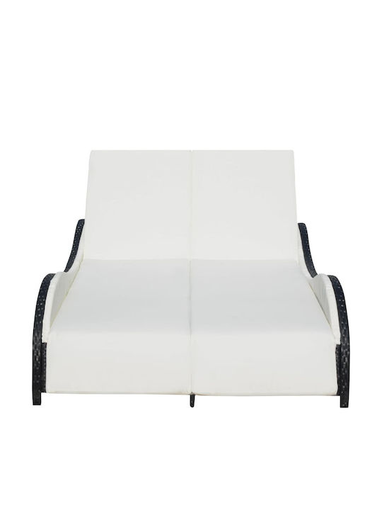 Sunbed Double Rattan with Cushion Black 200x132x45cm.