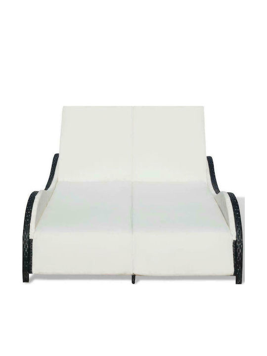 Sunbed Double Rattan with Cushion Black 200x132x45cm.