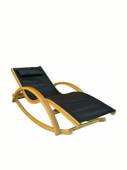 Deckchair Wooden Cailin with Textilene Fabric Black 166x71x69cm.