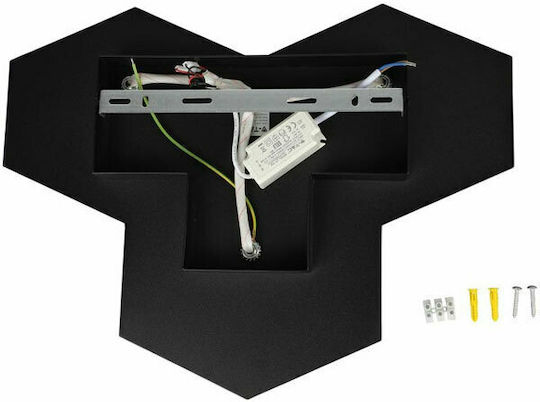 V-TAC Modern Leuchte Wand mit Integrierter LED und Warmweißes Licht Schwarz 44x33.5x7.5cm