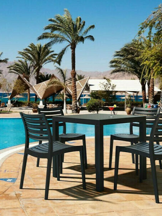 Ares Auxiliary Outdoor Free Standing Polypropylene Table Black 80x80x75cm