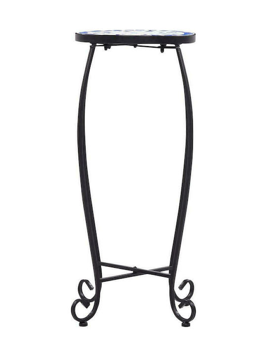Auxiliary Outdoor Free Standing Table with Ceramic Surface and Metal Frame Blue 30x30x70cm