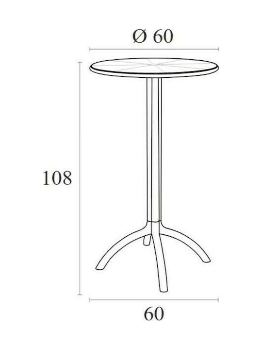Octopus Outdoor Bar Free Standing Polypropylene Table White 60x60x108cm