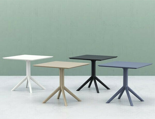 Sky Outdoor Dinner Free Standing Polypropylene Table Taupe 80x80x74cm